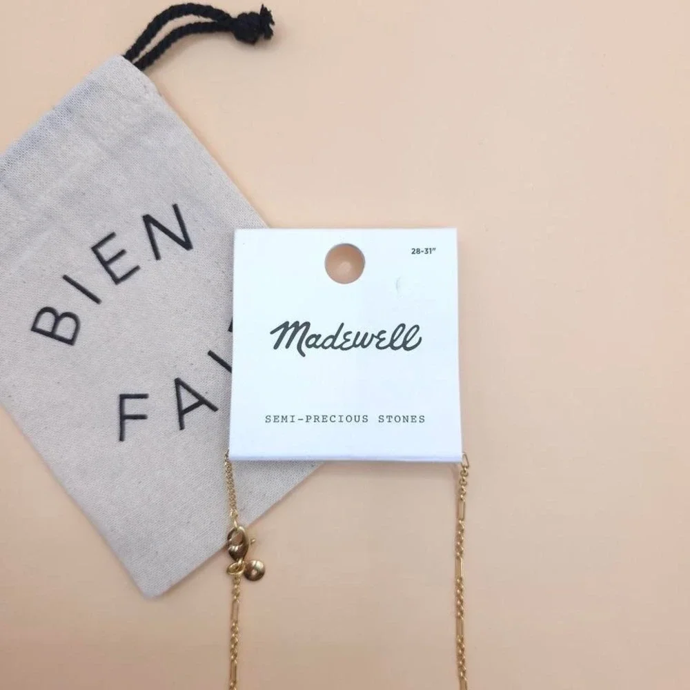 Madewell gold‎ necklace with black stone